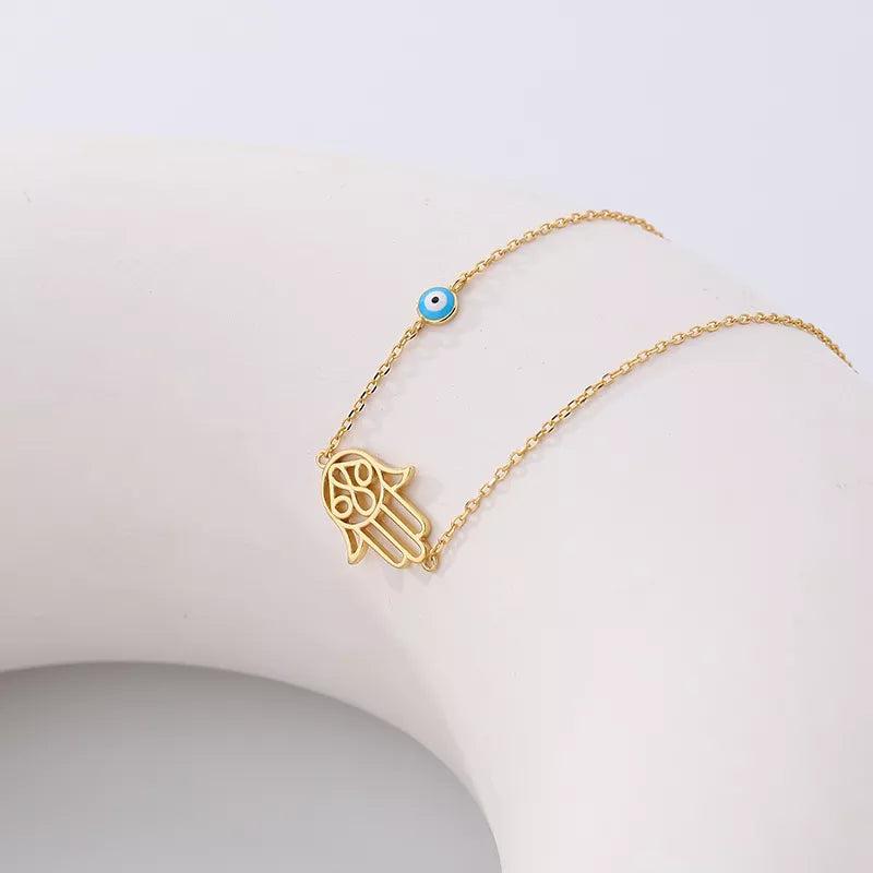 Copy of Ladies 18K Gold Plated Sterling Silver Protection Hamsa Hand Pendant Necklace