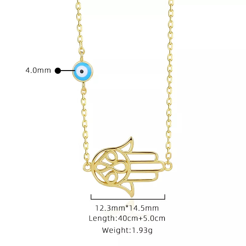 Copy of Ladies 18K Gold Plated Sterling Silver Protection Hamsa Hand Pendant Necklace